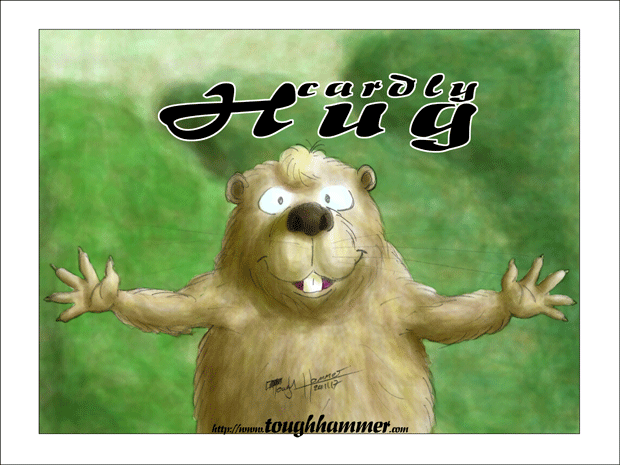Beaver with wide open arms: “cardly Hug”