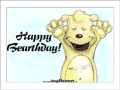 Happy Teddy with raised arms: “Happy Bearthday!”
