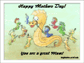 Seahorse Mom plays with seahorse children Cowboy and Indians: “Happy Mother's Day! You are a great mum!”