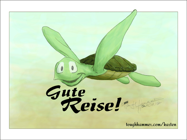 Schwimmende Meeresschildkröte: “Gute Reise!”